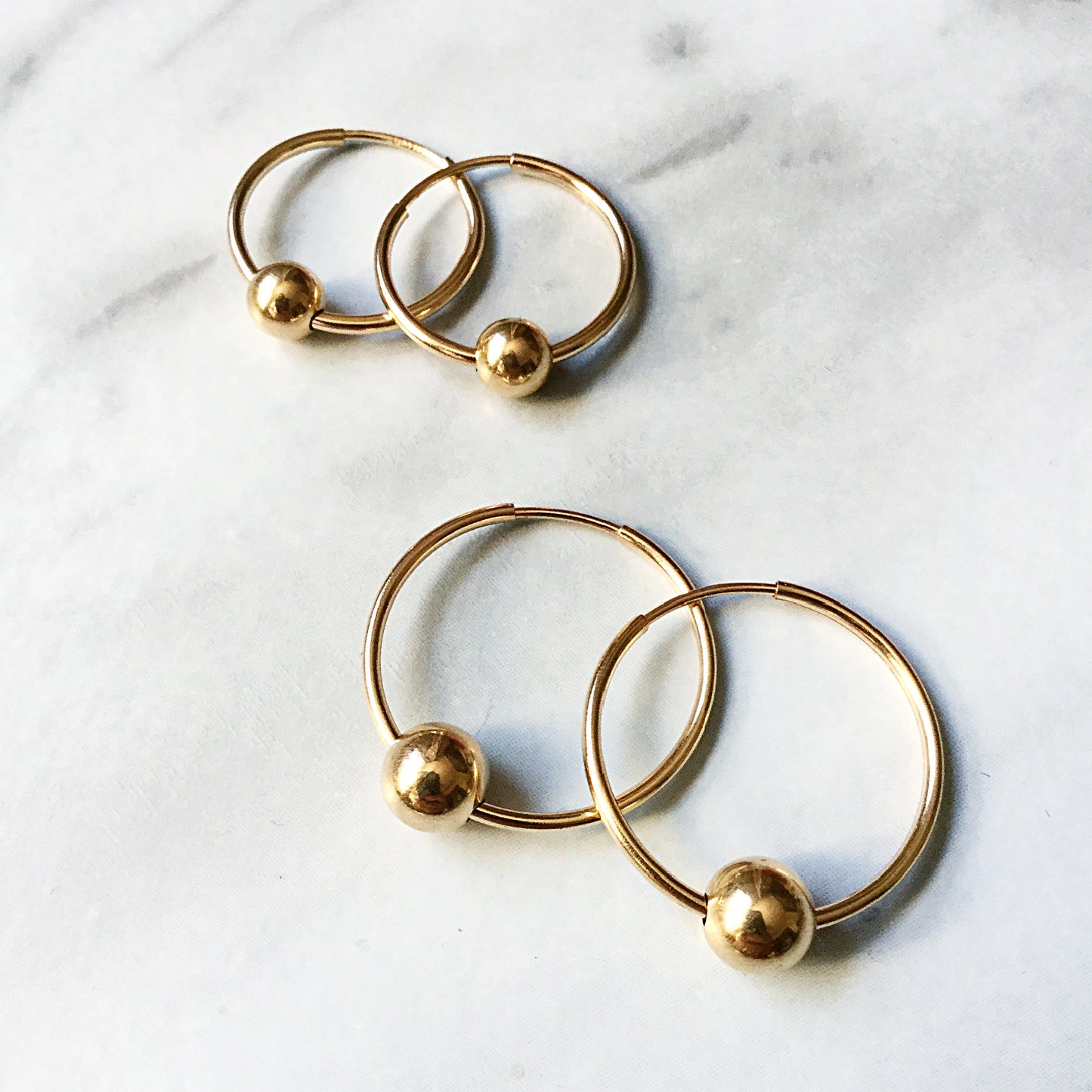 Gold Hoop & Bead Earrings